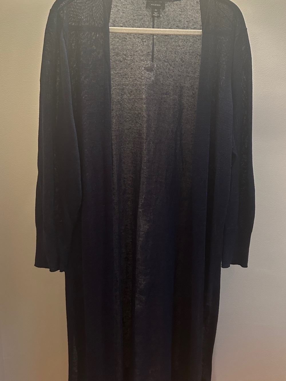 Halogen Navy Long Open-Front Cardigan